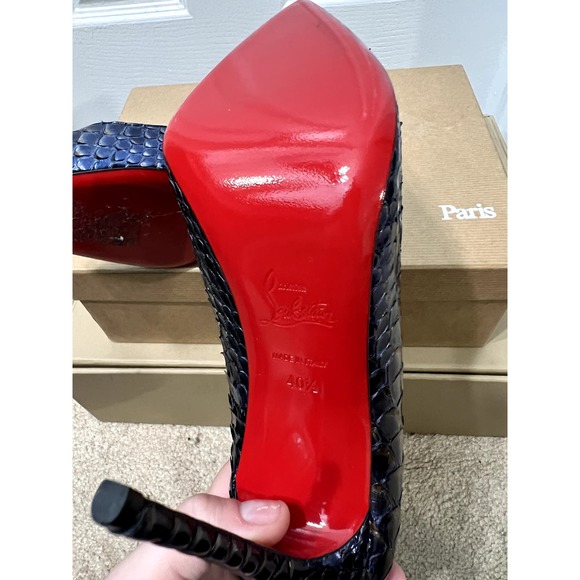 Christian Louboutin Python So Kate Blue Silver Gray Navy Royal 40.5 10.5 Pigalle - Picture 5 of 7